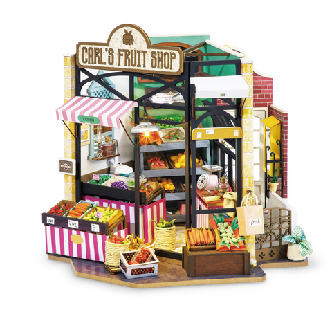 DIY Carl's Fruit Shop Doll House with Furniture Children Adult Miniature Dollhouse